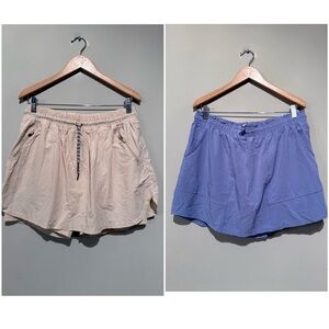 2 Avia Women Hiking Skorts Drawstring Tan Purple Athletic Women L 12/14 Casual